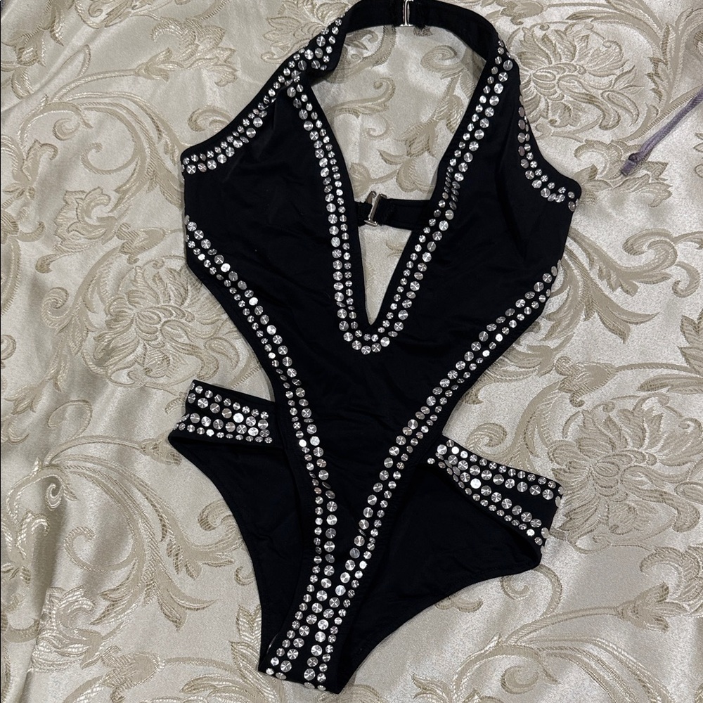 Fashion Nova Black and Silver Kids One Piece